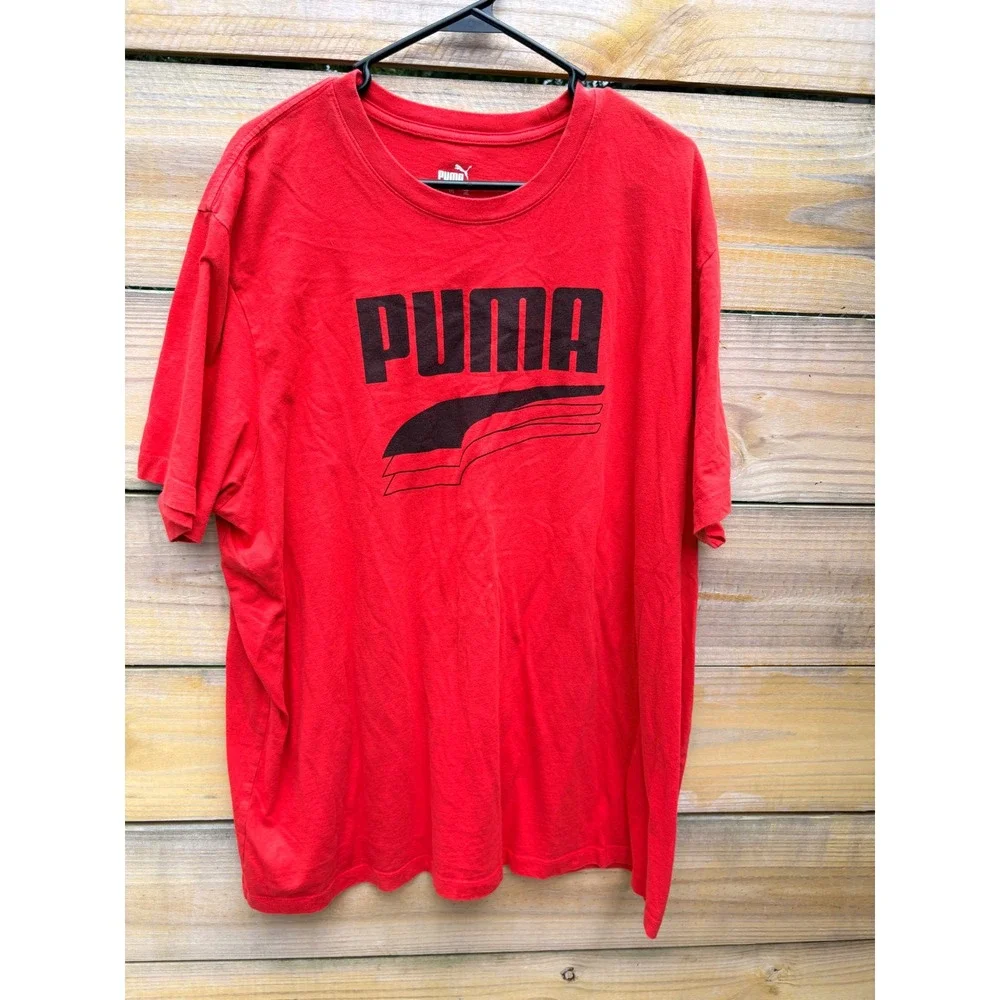 Puma Mens Graphic Logo T-Shirt Red Short Sleeve Crew Neck Size 3XL